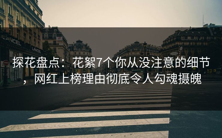 探花盘点：花絮7个你从没注意的细节，网红上榜理由彻底令人勾魂摄魄