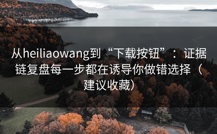 从heiliaowang到“下载按钮”：证据链复盘每一步都在诱导你做错选择（建议收藏）