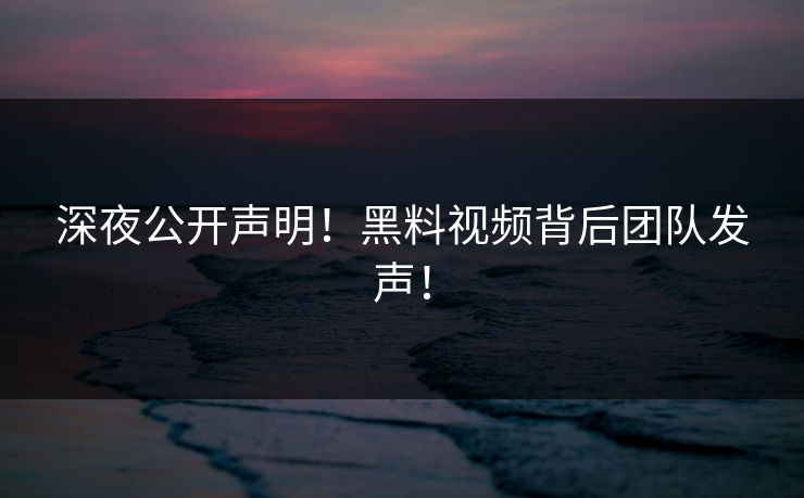 深夜公开声明！黑料视频背后团队发声！