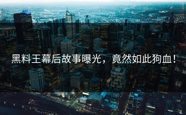 黑料王幕后故事曝光，竟然如此狗血！