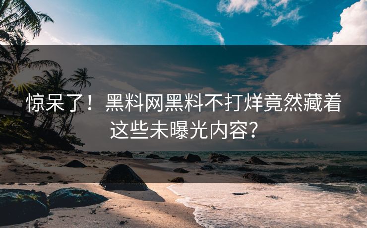 惊呆了！黑料网黑料不打烊竟然藏着这些未曝光内容？