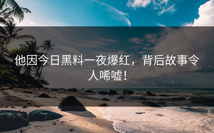 他因今日黑料一夜爆红，背后故事令人唏嘘！