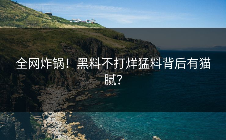 全网炸锅！黑料不打烊猛料背后有猫腻？
