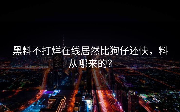 黑料不打烊在线居然比狗仔还快，料从哪来的？