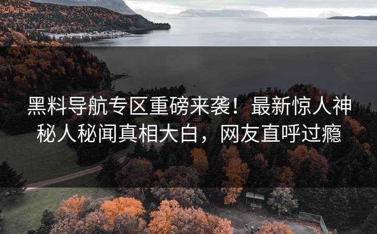 黑料导航专区重磅来袭！最新惊人神秘人秘闻真相大白，网友直呼过瘾