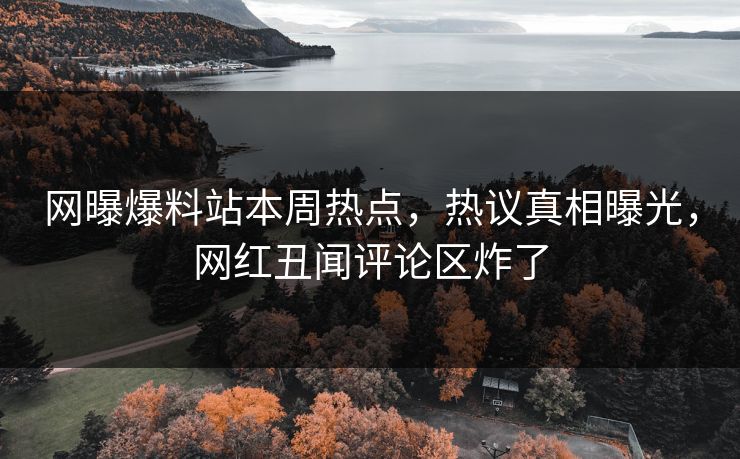 网曝爆料站本周热点，热议真相曝光，网红丑闻评论区炸了