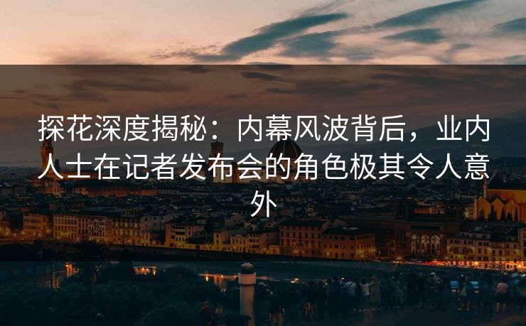 探花深度揭秘：内幕风波背后，业内人士在记者发布会的角色极其令人意外