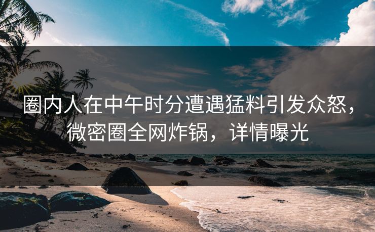 圈内人在中午时分遭遇猛料引发众怒，微密圈全网炸锅，详情曝光